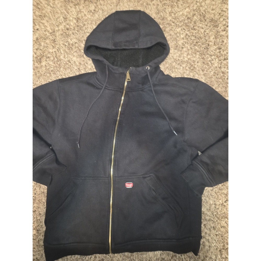 Wrangler Workwear Sherpa Lined Zip-Up Hoodie Mens M (38-40) Black